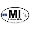US Decal, Inc. Auburn Hills, Michigan Oval Sticker with State