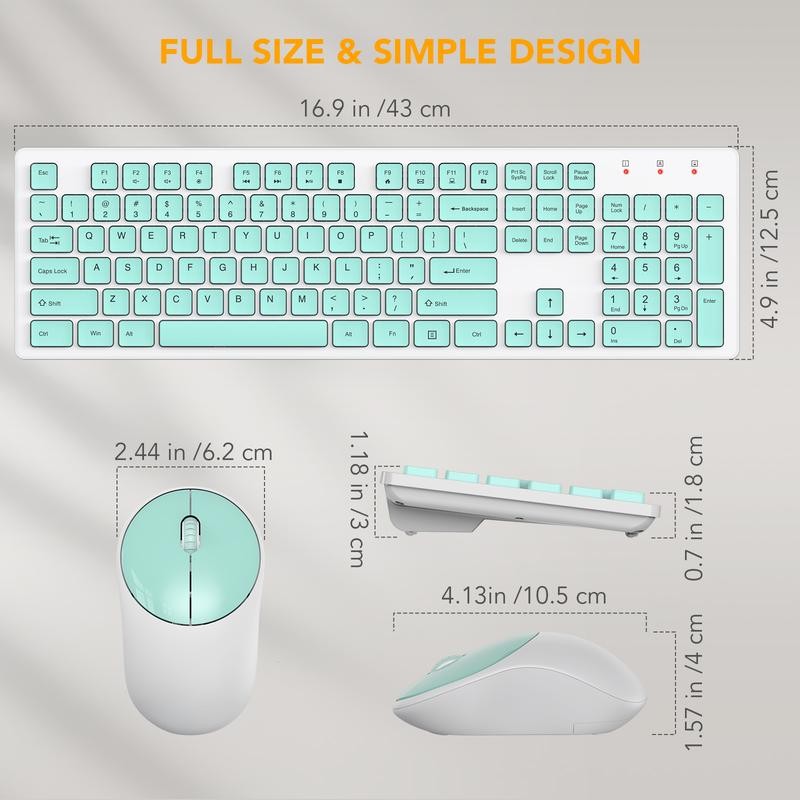 SABLUTE Wireless Keyboard and Mouse, Full-Size Wireless Mouse and Keyboard