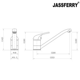 JASSFERRY Kitchen Sink Mixer Tap Caravan Monobloc Single Top Lever Long Swivel Spout Solid Brass Traditional Faucet Chrome