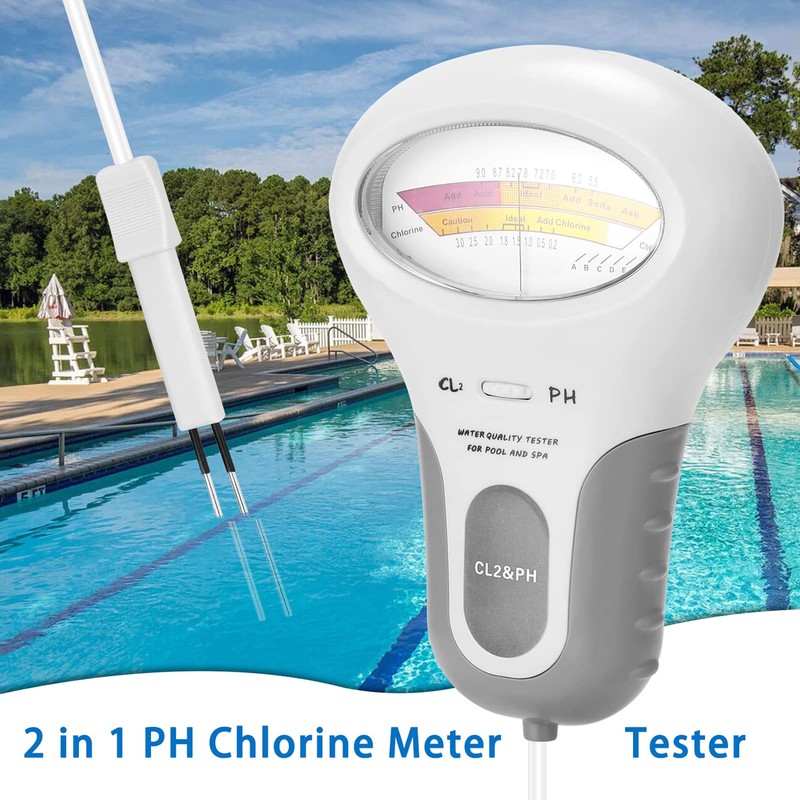 Zunate 2-in-1 Chlorine pH Meter for Swimming Pools, Water Tester
