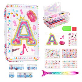 MAIGOZON Clear Pencil Case, Plastic Pencil Box, Large Crayon Box, Craft Organizers and Storage, School Supplies for Boys and Girls with Stickers and Kit (Letter A Set)