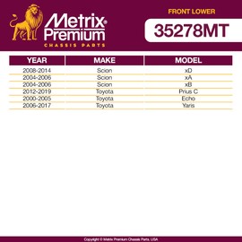 Metrix Premium Chassis Parts - Front Lower Ball Joint Fits 20-21 Toyota Prius C (Mexico), 06-20 Toyota Yaris, 12-19 Prius C, 04-05 Yaris (Mexico), 00-05 Echo, 04-06 Scion xB, K500118, Made in Europe