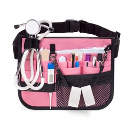 Damero Nurse Pouch Nurse Waist Bag with Holder for Tape Stethoscope Bandage Scissors Pink
