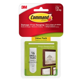 Command Picture Hanging Strips Value Pack FSZNN , Small, White, 64-Pairs