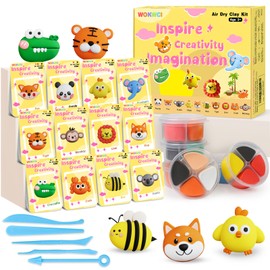 Air Dry Clay Kit, Modeling Magic Clay for Kids, Ultra Light & Soft, 12 Boxes DIY Animals Model with Step by Step Tutorial and 5 Sculpting Tools, Creative Art Crafts Toys Gifts for Girls Boys