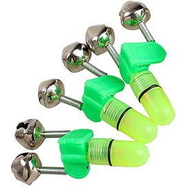 Enyolidimk 3Pcs Fishing Accessories Fishing Rod Tip Bite Alert Alarm Twin Bells with Night LED Light Lamp Fishing Bite Green Indicators Hunting and Fishing