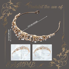 Srup Crystal Rhinestone Bridal Princess Tiara, Tiara, Wedding Crown Crystal, Girls' Crown Tiara, Birthday Tiara, Silver, Bridal Crown, Women's Crown for Prom, Birthday Party (Gold), Alloy, diamonds