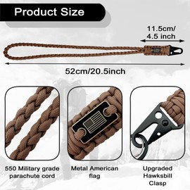 DDOUT Heavy Duty Paracord Badge Lanyard and Keychain with USA Flag, Tactical Braided Military Lanyard for Keys