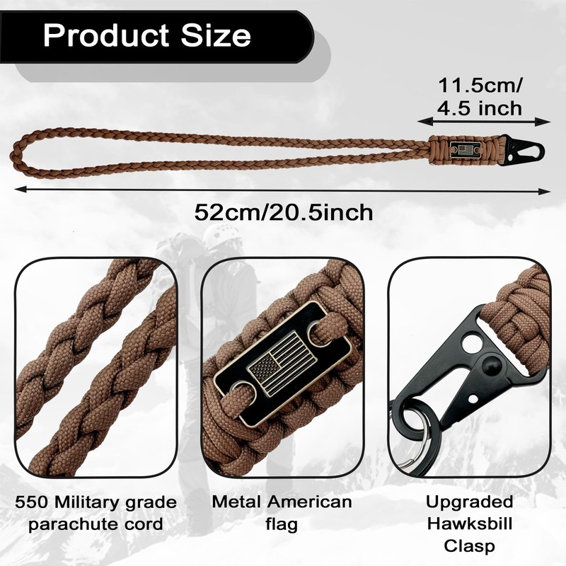 DDOUT Heavy Duty Paracord Badge Lanyard and Keychain with USA