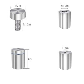 Osring 1/2” Dia x 4/5” L Standoffs Screws for Acrylic, Silver Sign Standoff Wall Mounts Hardware 16 Pack, Stainless Steel Advertising Nails for Glass Board and Signage