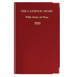 2025 Slimline Catholic Diary with Order of Mass with Gold corners and Gilt Edging- Week to View Diary (Red 2638)