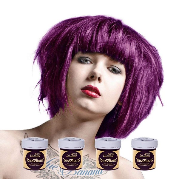4 x La Riche Directions Semi-Perm Hair Colour Plum 4x