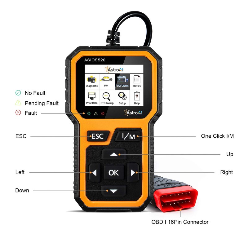 AstroAI OBD2 ASIOS520 Escáner Automotriz Professional, Lector de Códigos Universal,