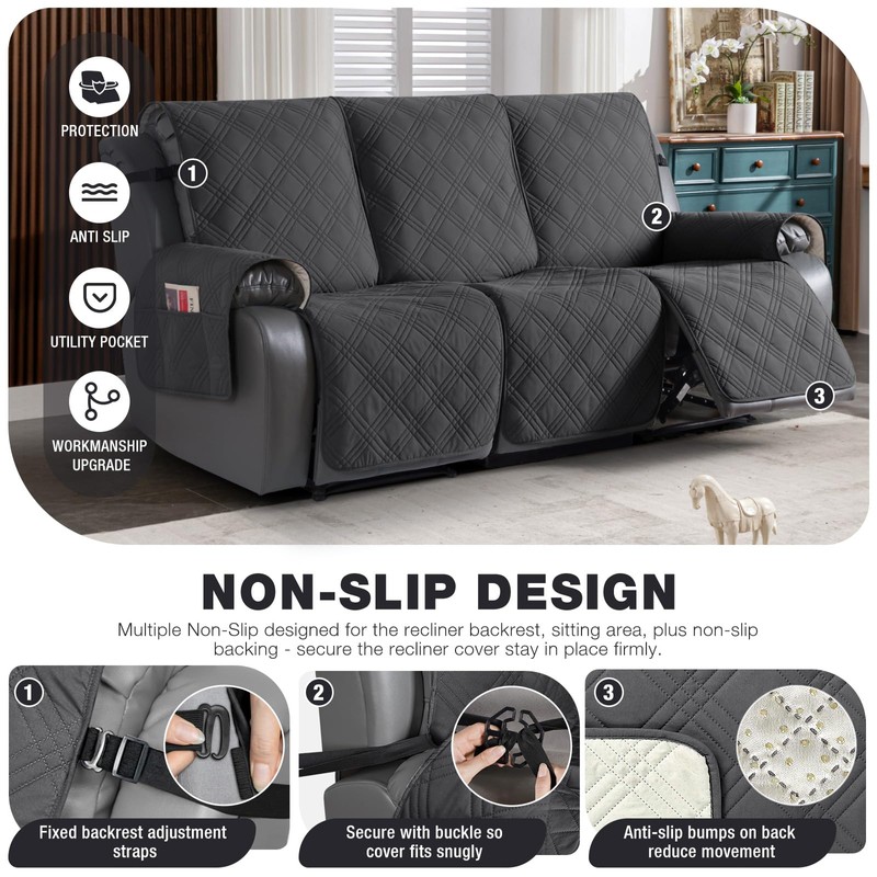 TAOCOCO 100% Waterproof Recliner Sofa Cover, Non Slip Split Couch
