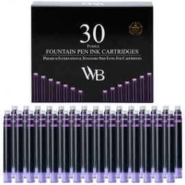 Wordsworth & Black Fountain Pen Ink Refills - Set of 30 Purple Ink Cartridges - International Standard Size - Length APPR 2.04 Inch - Base Diameter APPR 0.24 Inch - Disposable and Generic