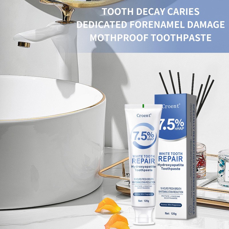 7.5% Hydroxyapatite Toothpaste,Enamel Repair & Whitening,Natural Sensitive Teeth Toothpaste for