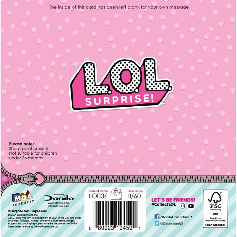 LOL Surprise LO006 "Blank" Birthday Card Multi