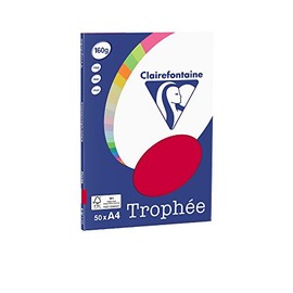 Clairefontaine 4162C Trophée PPP Printer Paper for All Laser Printers, Copiers and Inkjet Printers, DIN A4 (21 x 29.7 cm), 160 g, 1 Ream of 100 Sheets, Cherry Red