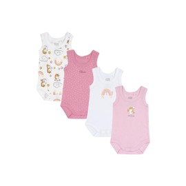 Chicco Unisex Baby Set Sleeveless Cotton Bodysuits (Pack of 4), fuchsia