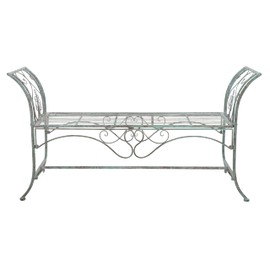 SAFAVIEH Outdoor Collection Adina Victorian Antique Dark Green Wrought Iron 51-inch Wide Garden Bench
