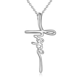 VONALA Jesus/Leviathan Cross/Ankh/Celtic Knot Women's Necklace, Cross Pendant Jewellery for Believers, Hypoallergenic Silver Necklace, Birthday Gift, Metal