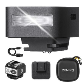 ZΕΝΙΚΟ ZF08 On-Camera Flash,Photography Flash with Adjustable Brightness (5 Levels) Type-C Charging, Universal Hot Shoe Mount, 440 Full Power Flashes For Cameras. Black