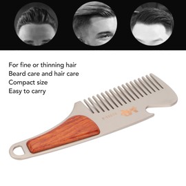 ANKROYU Men Beard Comb, Beard Grooming Comb, Multifunctional Beard Comb, Stainless Steel Mustache Comb, Sandalwood Pocket Moustache Comb, for Home Hair Salon