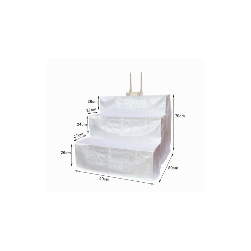 KTJP-BUTAO-3D90 3-Tier Altar, White Cloth Cover, Buddhist Words