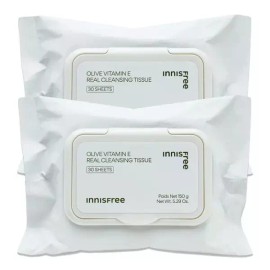 Innisfree 이니스프리 올리브 비타민 E 리얼 클렌징 티슈 30매x2개 Innisfree Olive Vitamin E Real Cleansing Tissue 30 sheets x 2