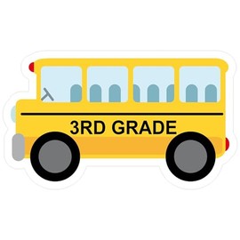 CafePress 3RD Grade School Bus Medium Die Cut Sticker, 5.75" x 5.75" Glossy Finish