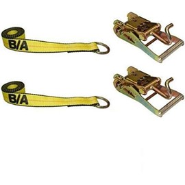 BA Products 38-20F-x2, 38-1-x2, Set of 2 Straps & Wide Handle Ratchets with Bent Finger Hook for Wheel Lift, Wrecker, Tow Truck and More!
