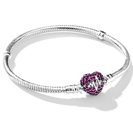 Jokmeo Snake Link Bracelet 925 Sterling Silver Women's Bracelet for Charm Beads, Silver Jewellery for Valentine's Day, Mother's Day, Birthday, Christmas Gift for Women (Red Heart), Silver