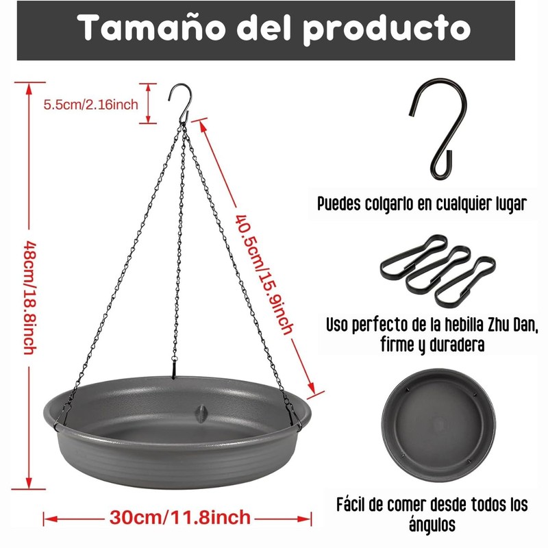 Ukipos Comedero para Aves Colgante, Bebedero para Pájaros, Comedero para