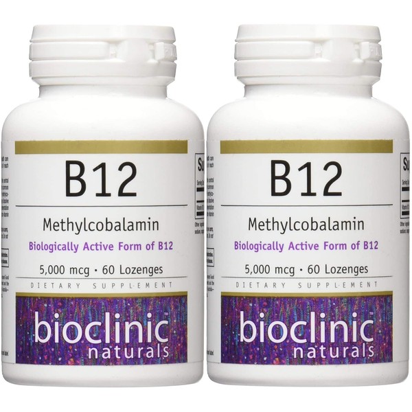 Bioclinic Naturals B12 Methylcobalamin 5000 mcg 60 Loz - Pack of 2