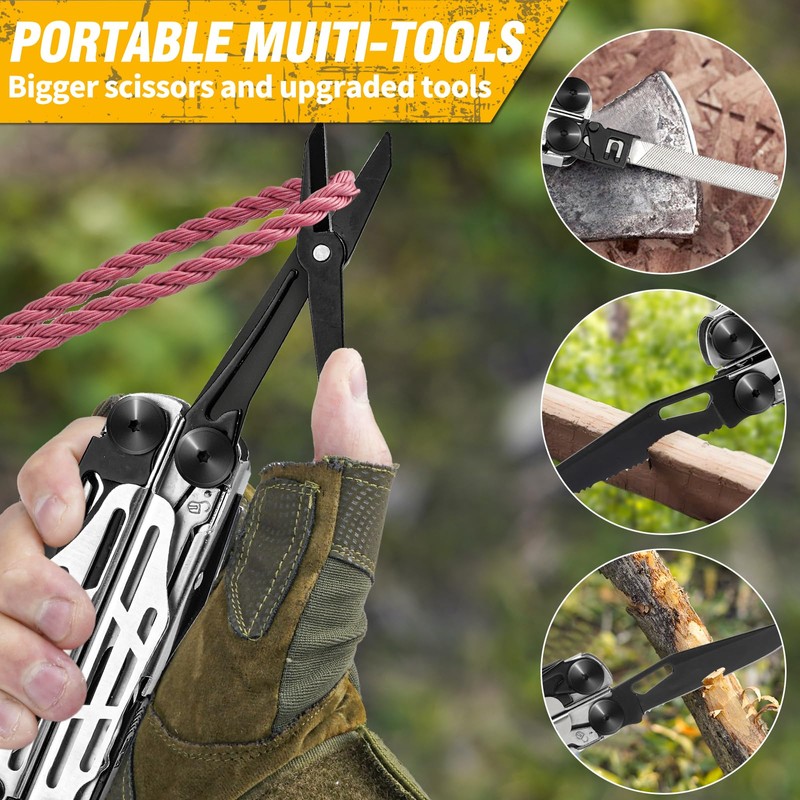 Gift for Men, BIBURY Multitools, Outdoor Multi Tool Foldable Pliers
