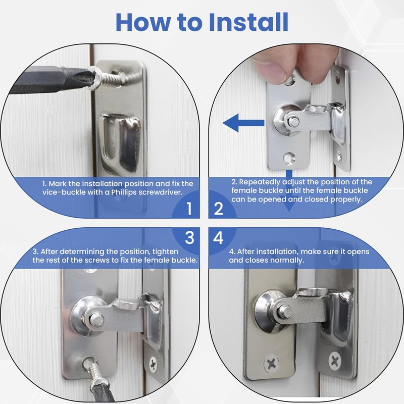 Aifeier ET 2-Pack Mini Size 90 Degree Door Latch, Small