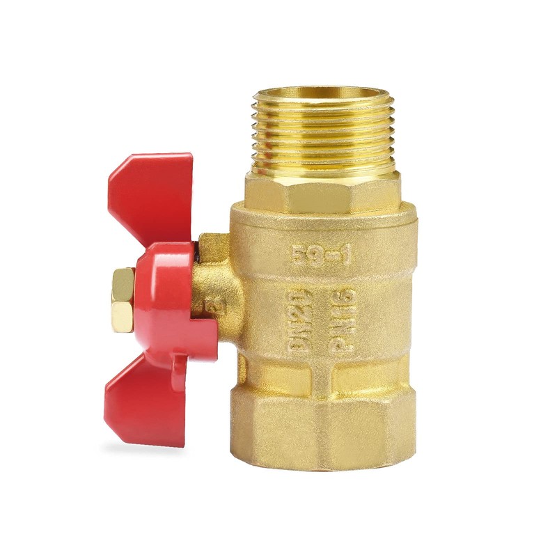Oumuik Brass 3/4 Inch Ball Valve with Red Wing Handle