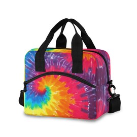 Abstract Swirl Tie Dye Lunch Bag Reusable Lunch Tote Bag Thermal Cooler Bag Insulated Lunch Box with Adjustable Shoulder Strap for Office School Outdoor Picnic