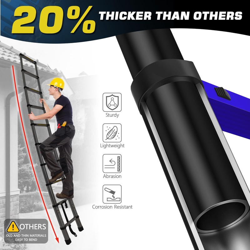 Telescoping Ladder,8.5 FT Aluminum Lightweight Extension Ladder with Wide Pedal,