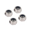 METALLIXITY Hexagonal Lock Nut Fasteners (M10 x 1.25 mm) 4 Pieces 304 Stainless Steel Nylon Inserted Self-Locking Nut - for Car Garage Ship Mechanical Equipment Silver Tone