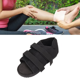 Post-Op Shoe Walking Boot Support, Post-Surgical Shoes Height Adjustable, Orthopaedic Support Orthosis with Hard Sole and Toes, Surgical Foot Injury Shoes (L)