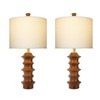 Scenekoy Wood Table Lamp Set of 2, 3-Way Dimmable Table
