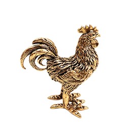 YYMSEN Brass Rooster Statue Chinese Zodiac Chicken Figurine Retro Mini Copper Rooste Sculpture Luck Auspicious Ornament Home Office Desktop Decor Tea Pet Landscape Animal Statue