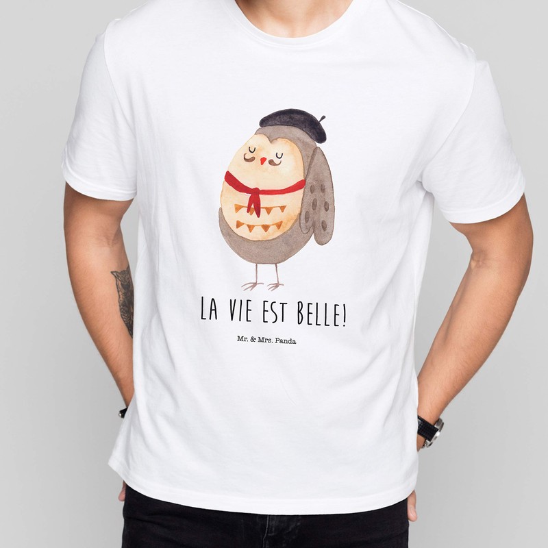 Mr. & Mrs. Panda French Owl Cotton T-Shirt, White