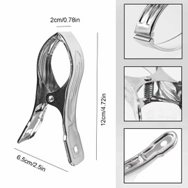 Stainless Steel Beach Towel Clip - 6PCS Clothes Pegs Laundry Clip Towel Pegs Heavy Duty Hanging Pegs Windproof Clips or Sunbeds, Sun Loungers, Pool Chairs, Laundry (12cm)