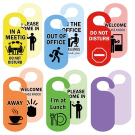 Business Office Door Hanger Sign 3.5 x 9.5 Inches Do not Disturb Working from Home Offices in a Meeting Away Vacation Out of BRB Back Soon Double Sided Hanger Sign 8 Pack (Color2)