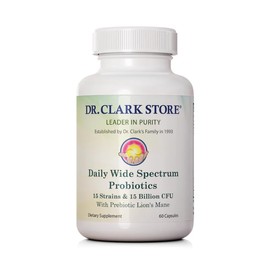 Dr Clark Store Daily Probiotics Deliver 15 Billion CFU, 60 Capsules, 30 Day Supply to Quickly Support Your Digestive System Balance, Maximize Nutrient Absorption, and Optimize Daily Gut Comfort
