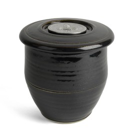 Oregon Stoneware Studio Fleur de Lys French Butter Crock, Blackberry