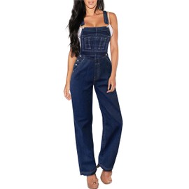 Hybrid & Company Women's Comfortable Stretch Casual Jumpsuit Denim Pants Overalls Rompers PVJ156998 DARKWASH L
