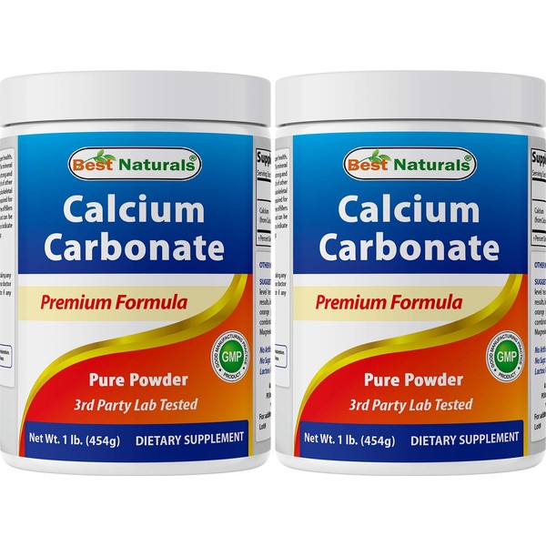 Best Naturals Calcium Carbonate Powder 1 Pound - Food Grade (16 OZ (Pack of 2))